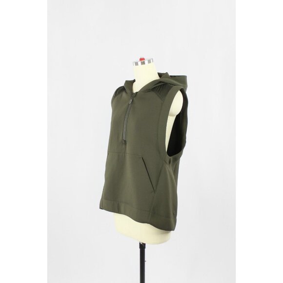 LULULEMON Re-Form Dark Olive Green Stretch Glyde Waterproof Hooded Vest, Size 8 - Picture 8 of 16